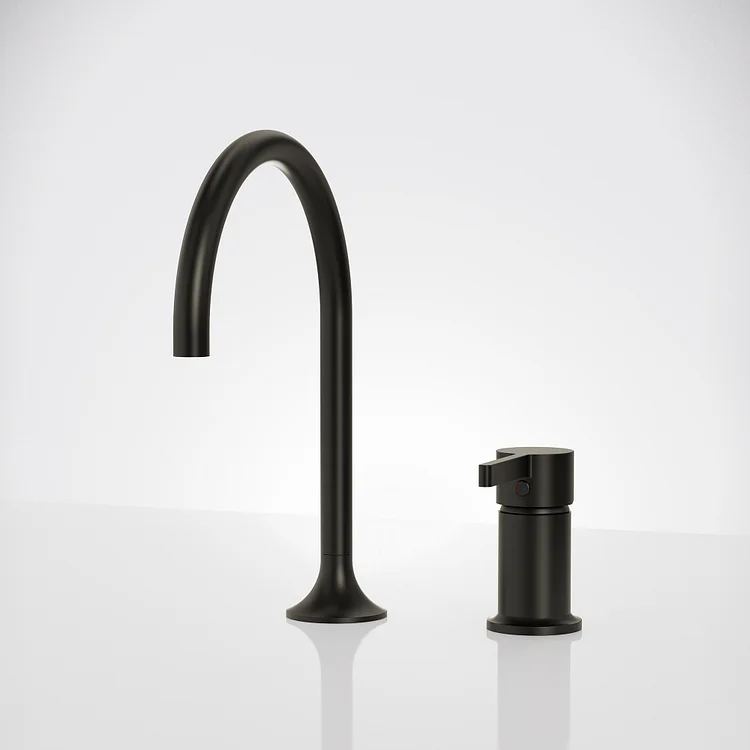 EVERSTEIN High Arc Single Handle Bathroom Faucet in Matte Black