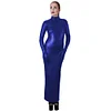 High Quality Sissy Hobble Dress Wetlook PU Leather Bodycon Maxi Dress with Gloves Man Male Sissy Pencil Dress Club Party Dress