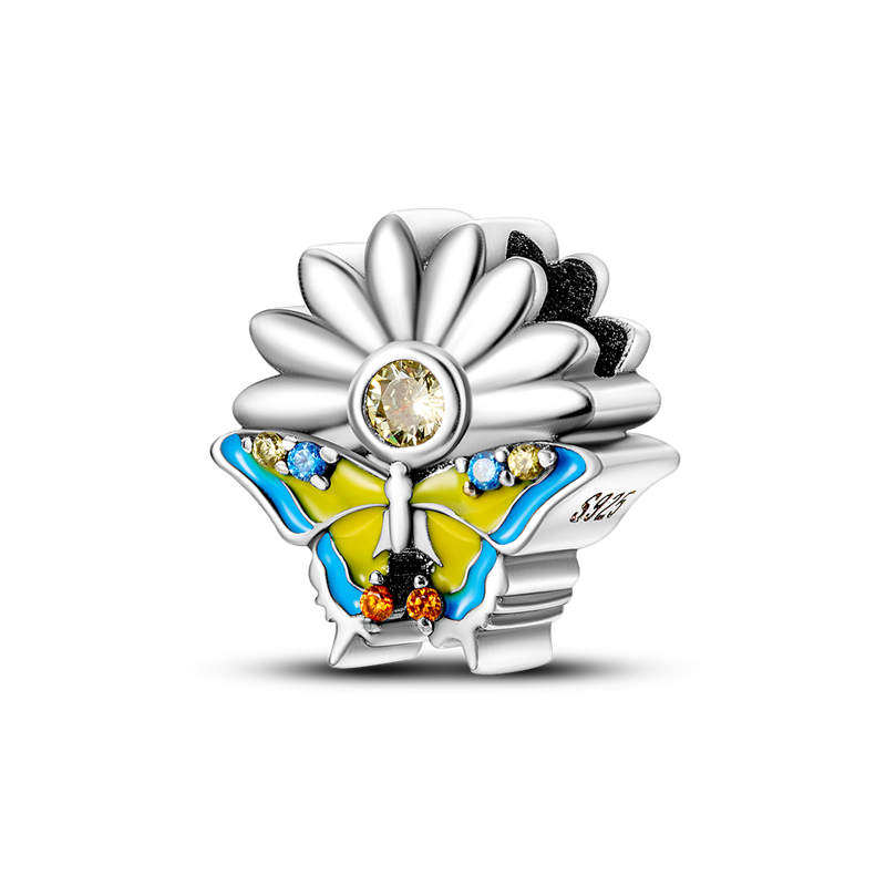 925 Silver Flowers on butterflies Pendant Charm Fit Charm Bracelet & Bangles DIY Jewelry Making KTC475