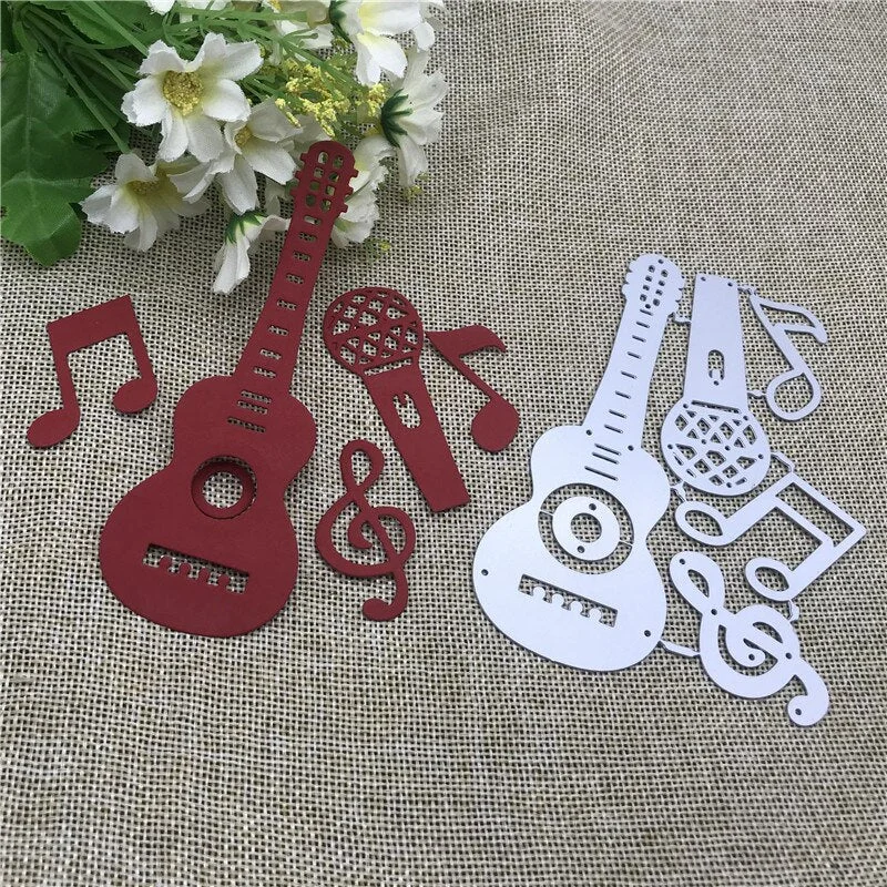 5Pcs Music set background tag Metal Cutting Dies Stencils Die Cut for DIY Scrapbooking Album Paper Card Craft