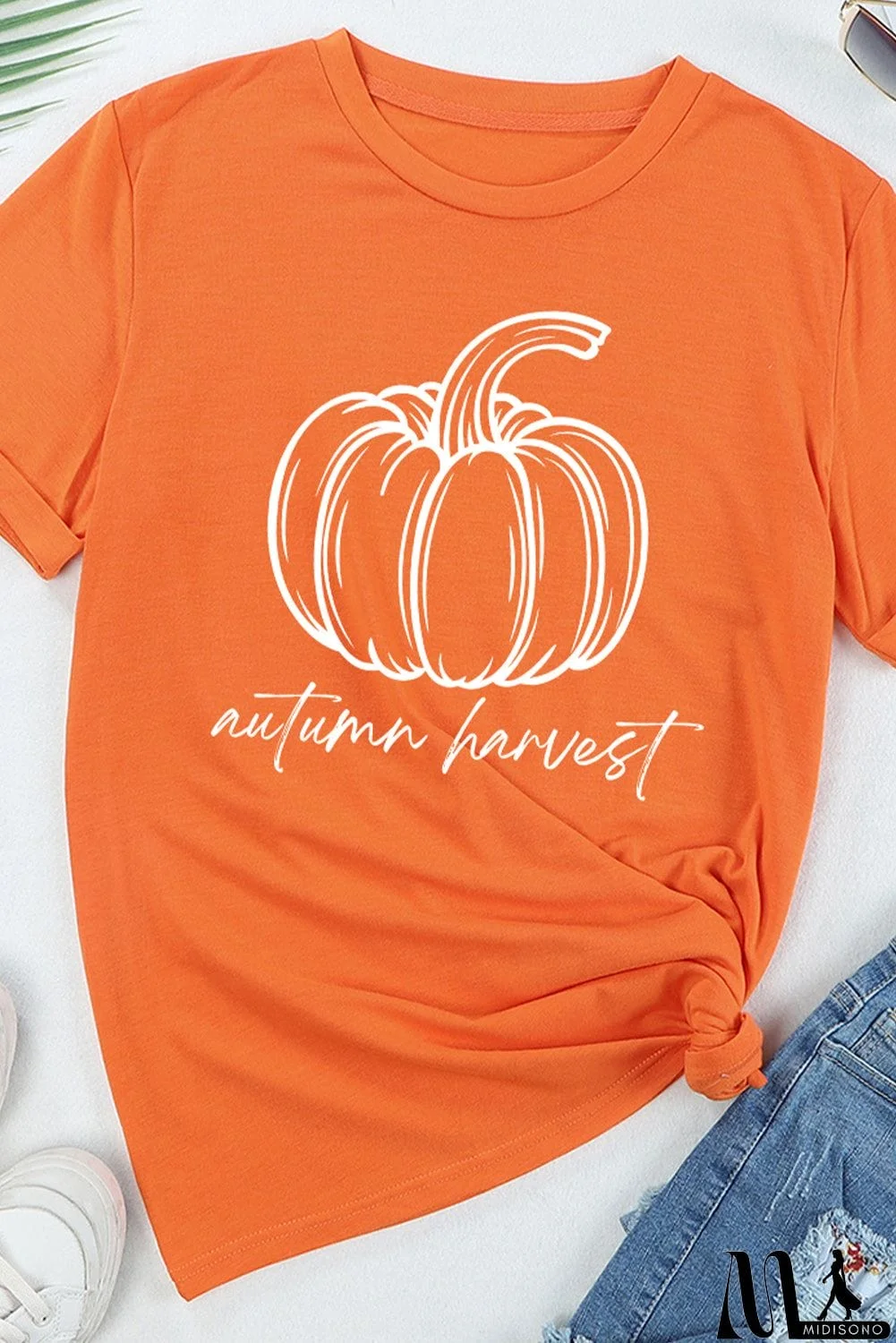 MidiSono - Autumn Harvest Pumpkin Graphic T Shirt