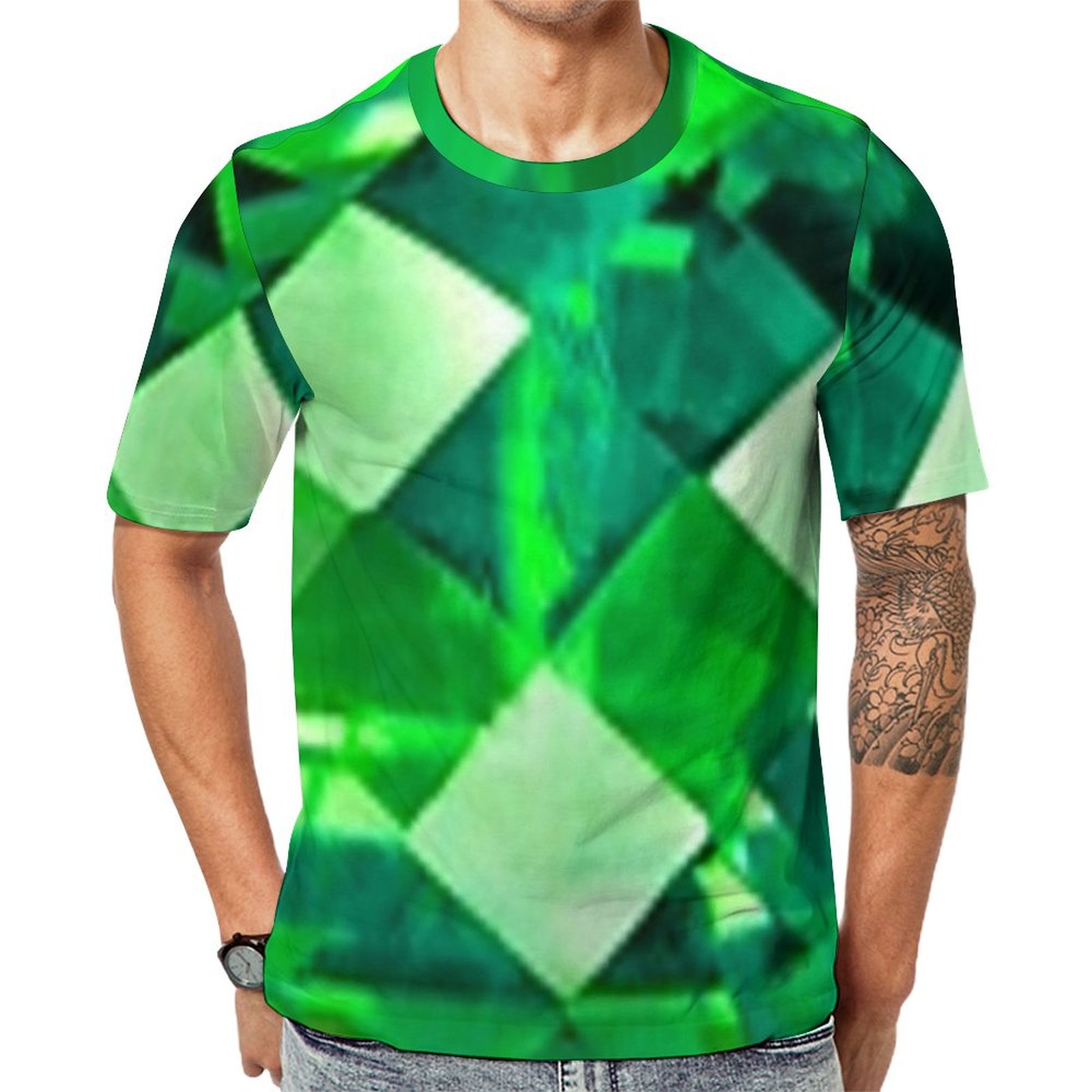 Green Emerald Birthstone Gem Short Sleeve Print Unisex Tshirt Summer Casual Tees for Men and Women Coolcoshirts