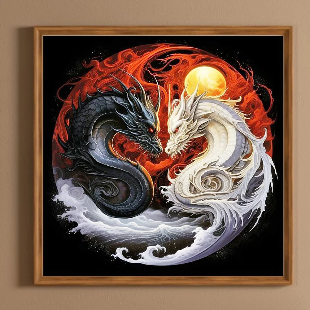 Diamond Painting - Full Round Drill - Yin Yang Dragon(Canvas|30*30cm)