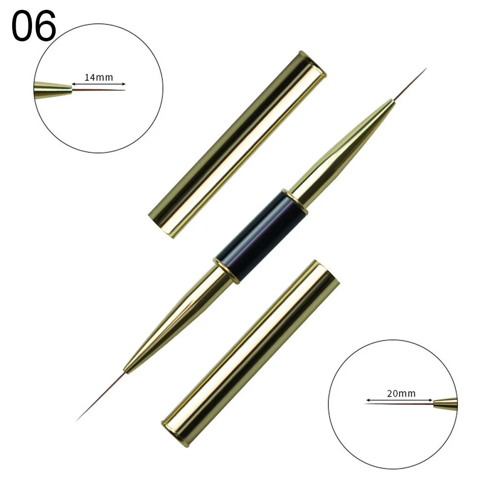 Double Head Nail Art Liquid Powder Brush Nail Extension Builder Acrylic UV Gel Lined Drawing Pen Fan-shaped Blooming Tool
