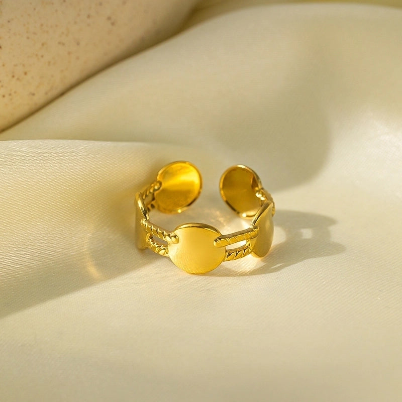 Elegant Streetwear Waves Heart Shape Flower Titanium Steel Irregular Plating Open Rings