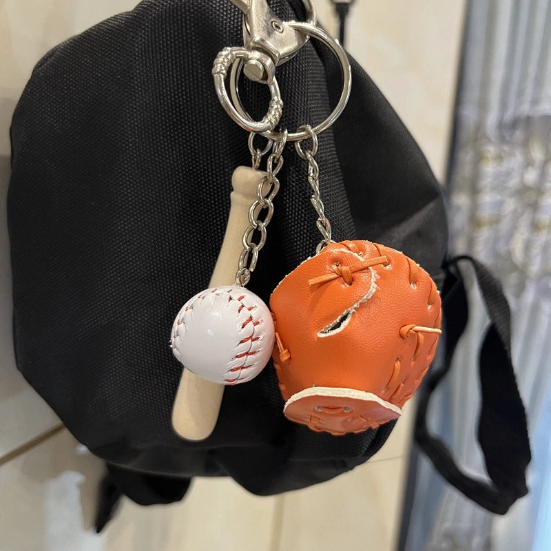 Fashion Baseball Pu Leather Unisex Bag Pendant Keychain