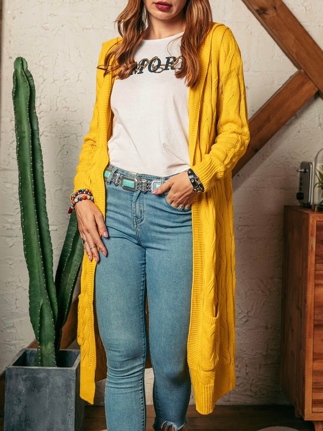 Knitted Plain Long Sleeve Jacquard Sweater