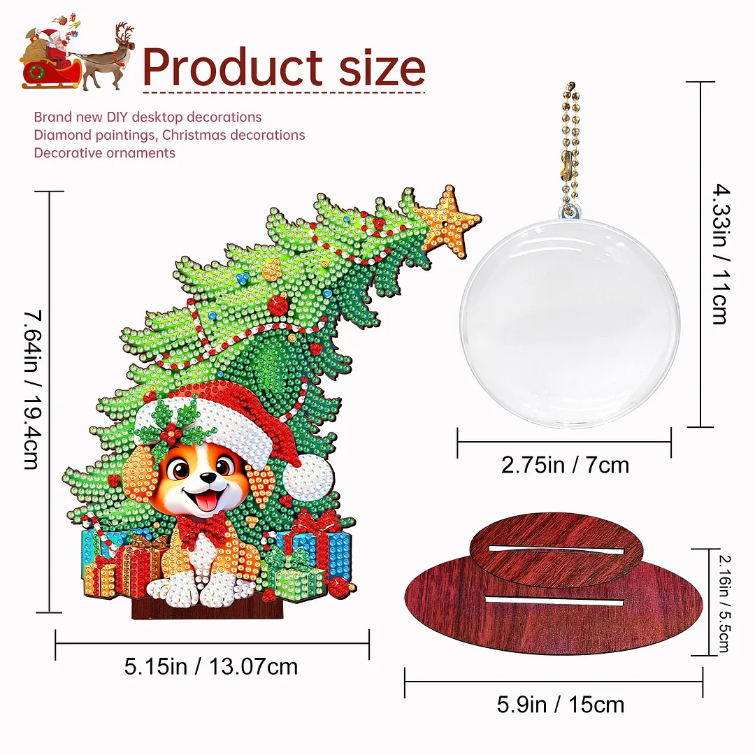 Photo Christmas Tree 5D DIY Diamond Art Tabletop Wood Decorations Ornament Kits