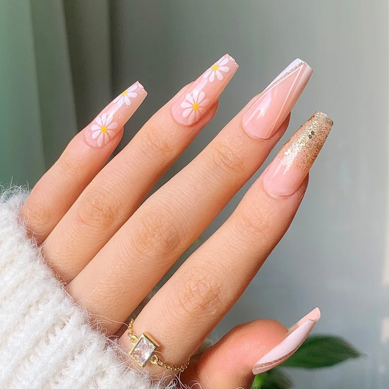 false nails with designs acrylic for nail Imitation Pearl Lace Bowknot press on nails Charming Pre Design fake nails with glue-Nail Inspo