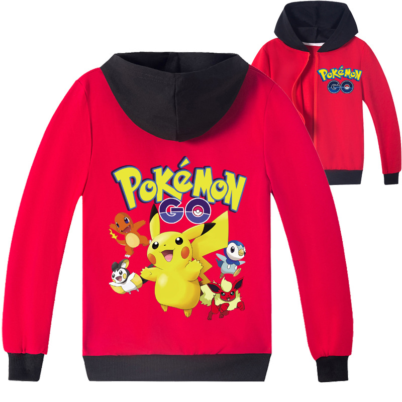 Mayoulove Pikachu Pattern Zipper Jacket | Cute and Comfortable Jacket for Kids | Perfect for Fans of Pikachu | Boys and Girls Aged 3-10 Years Old-Mayoulove