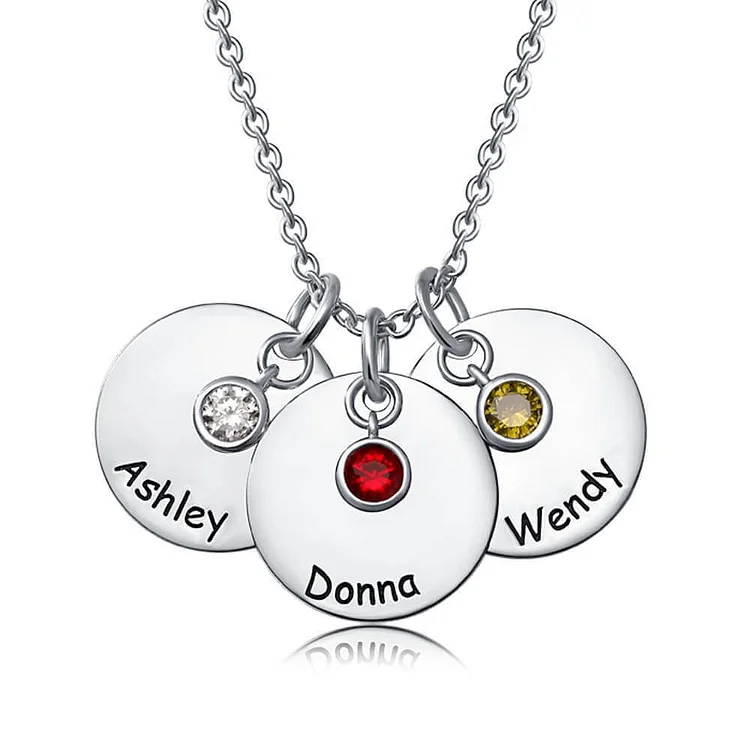 Personalized  Name and Birthstone 1-4 Charms Necklace