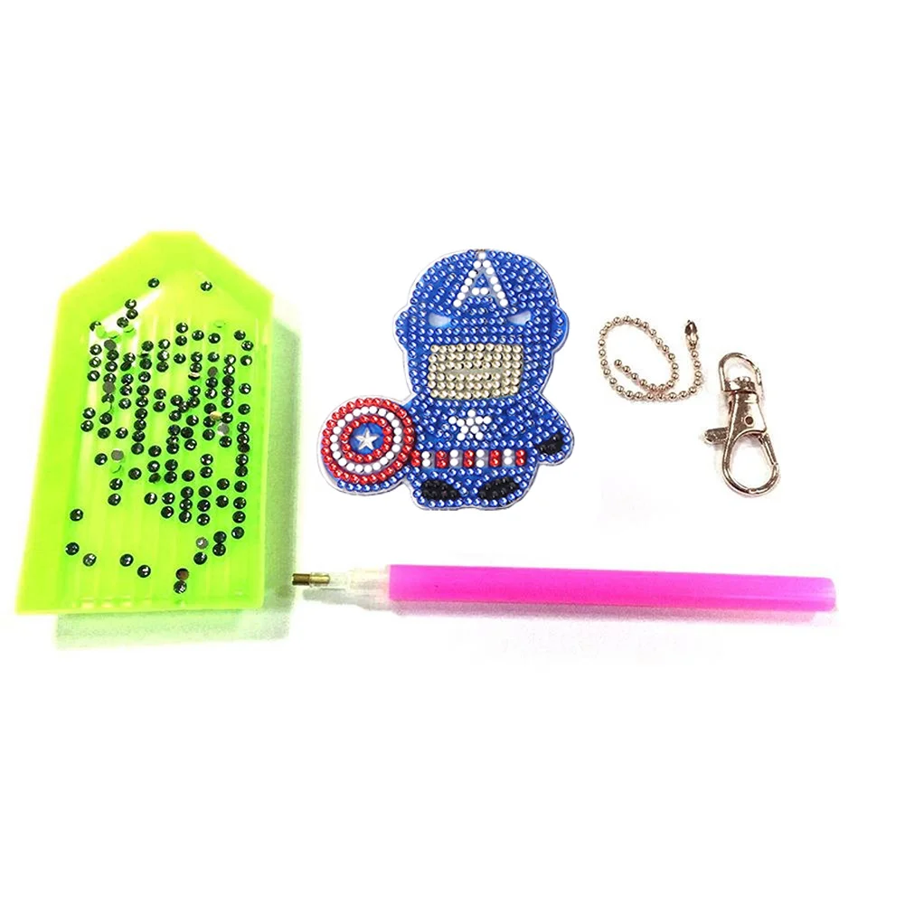 5pcs Mosaic Diamond Painting Keychain 5D DIY Rhinestone Keyring Kit(Double Sided)