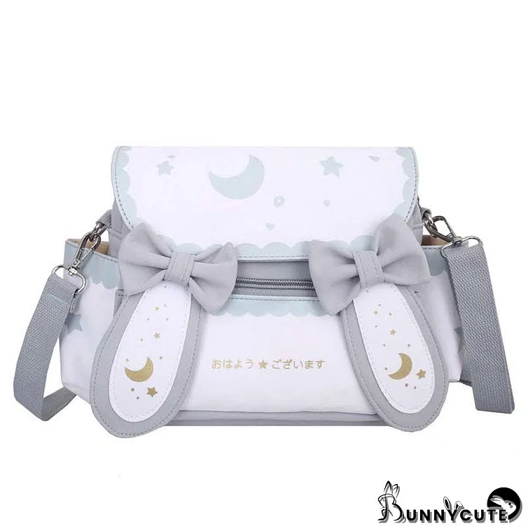 Moon Star Print Bunny Ears Bow Decor Crossbody Bag