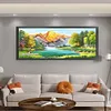 Mountain Flowing Water-11CT Stamped Cross Stitch Silk Thread 150*65cm/59.06*25.59in(Big Size)