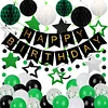 Birthday Decorations, Happy Birthday Banner with Birthday Balloons, Honeycomb Balls, Hanging Swirls, Circle Dots Garland, Happy Birthday Party Decorations for Women Men Boys Girls (Green&Black)