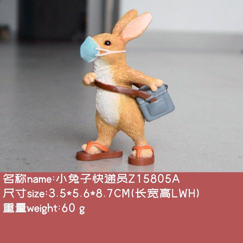 Everyday Collection House Decor Figurines Animal figurines Cute Rabbit Piggy Cat Gift Frog Figurines with Mask for Home Desk