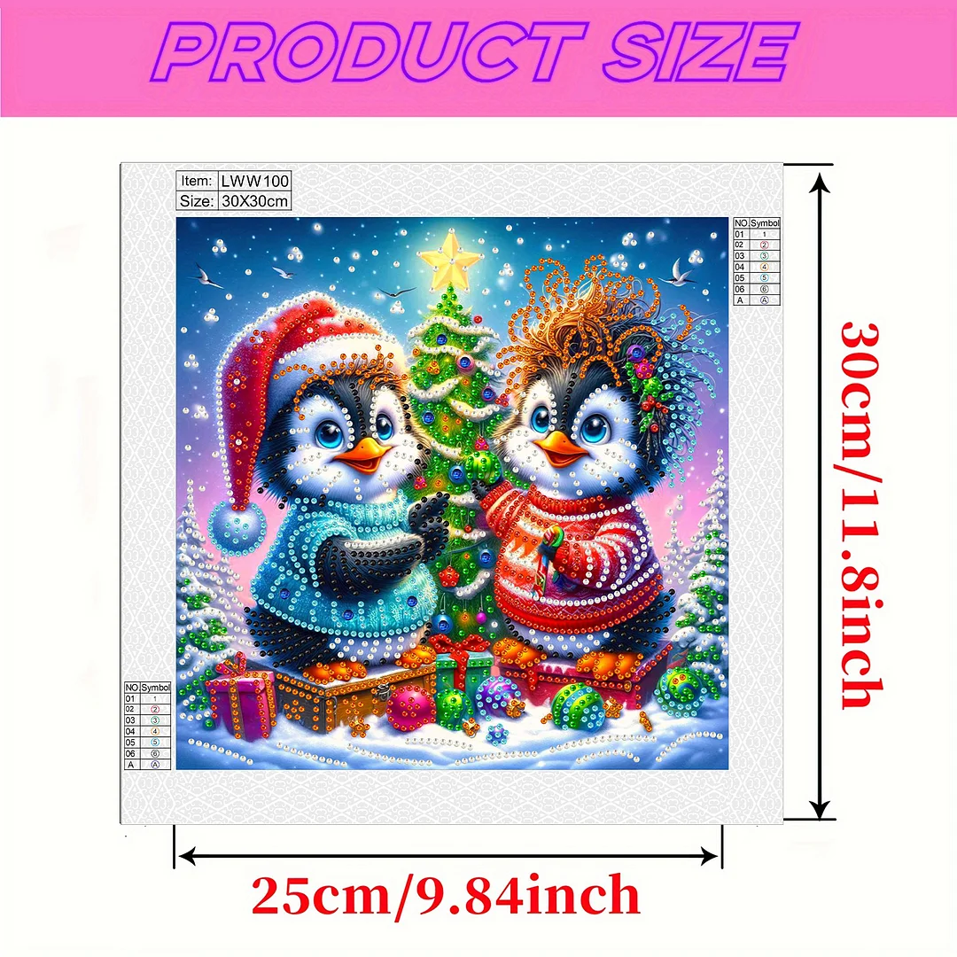 Christmas Penguin - Diamond Painting - Partial Special Shaped Drill(Canvas|30*30cm)