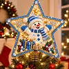 DIY Diamond Painting Christmas Tree Topper Star, Acrylic Holiday Tree Top Decoration with Spring Base, Removable Tabletop Christmas Decor