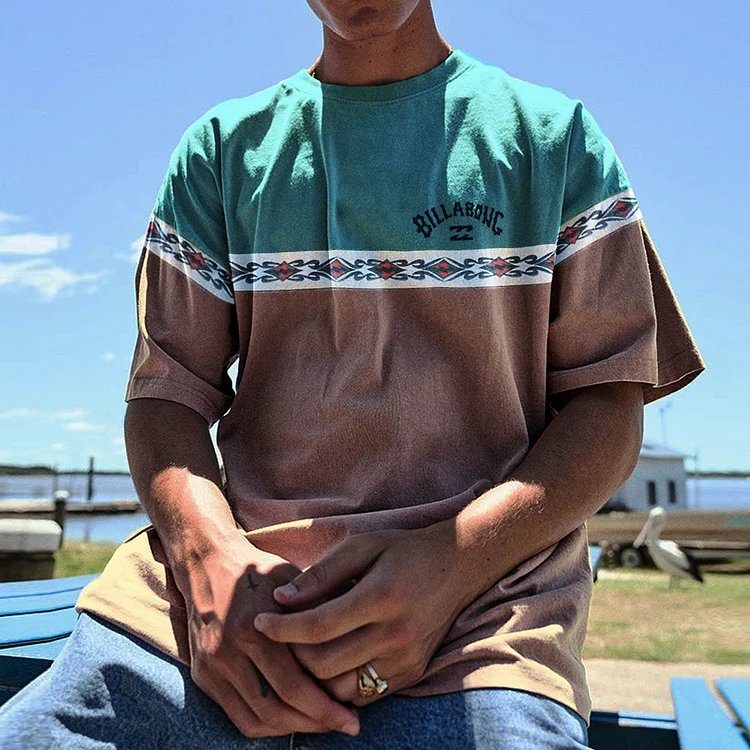 Vintage Oversized Unisex Holiday Surf Print T-shirt f652