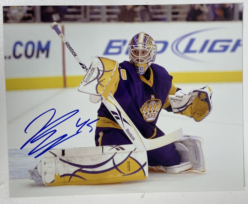 Jonathan Bernier Signed Autographed Glossy 8x10 Photo Poster painting Los Angeles Kings - COA Matching Holograms