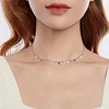 Simulated Diamond Star Necklace 925 Sterling Silver 