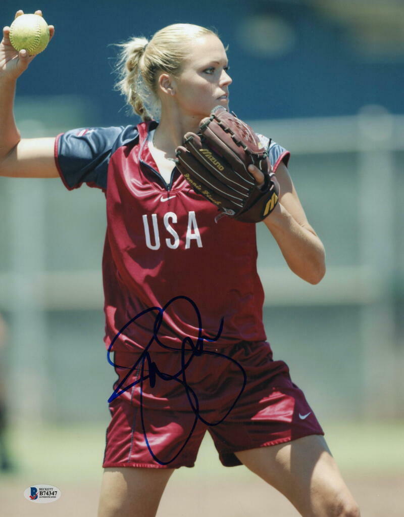 JENNIE FINCH SIGNED AUTOGRAPH 11x14 Photo Poster painting - TEAM USA SOFTBALL OLYMPIAN, BECKETT