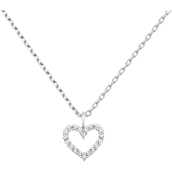 PAVOI 14K Gold Plated Cubic Zirconia Heart Necklace | Cute Dainty Love Pendant Necklaces for Women Yellow Gold Heart CZ