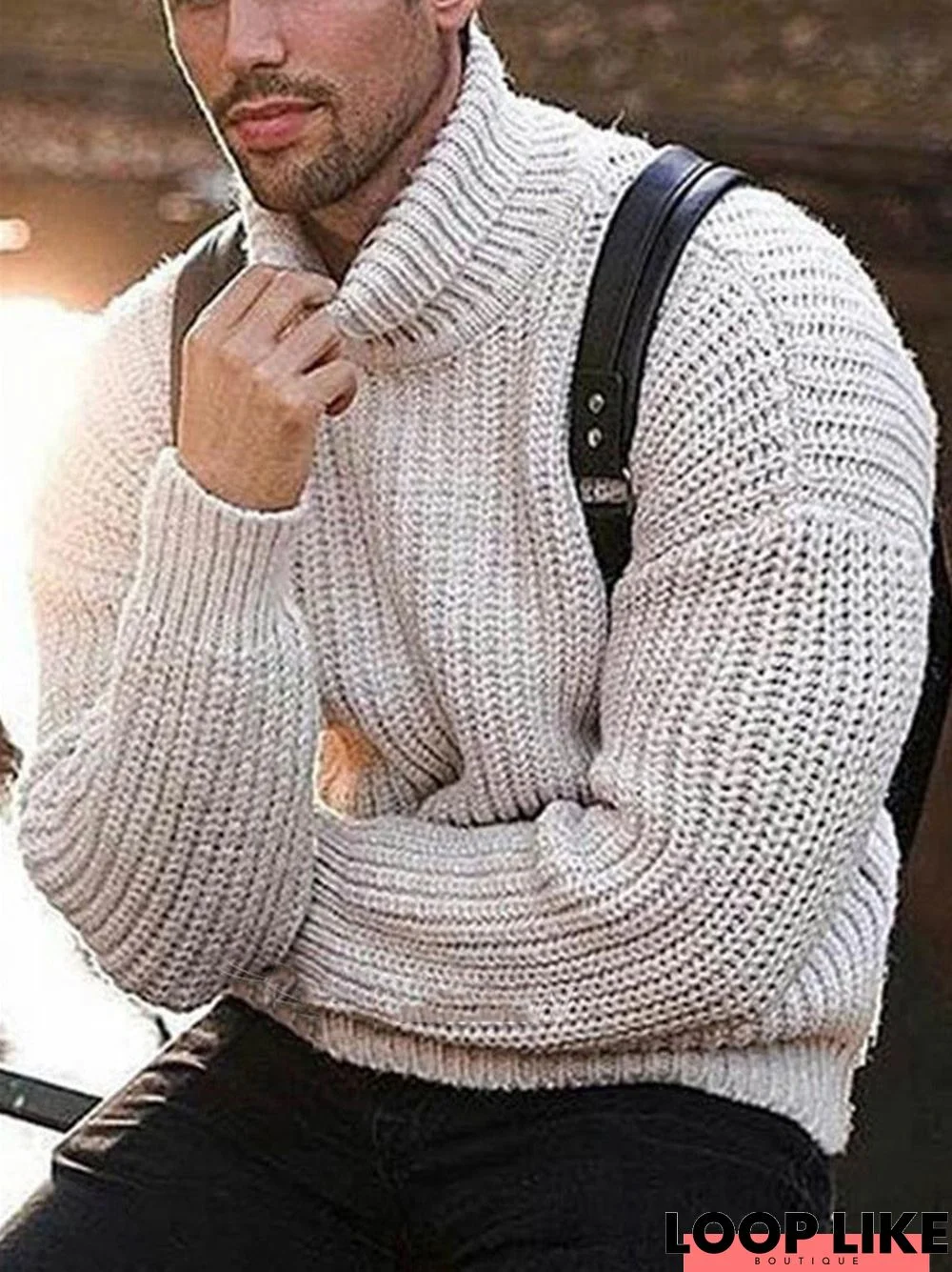 Casual Solid Color Long Sleeve High Neck Sweater