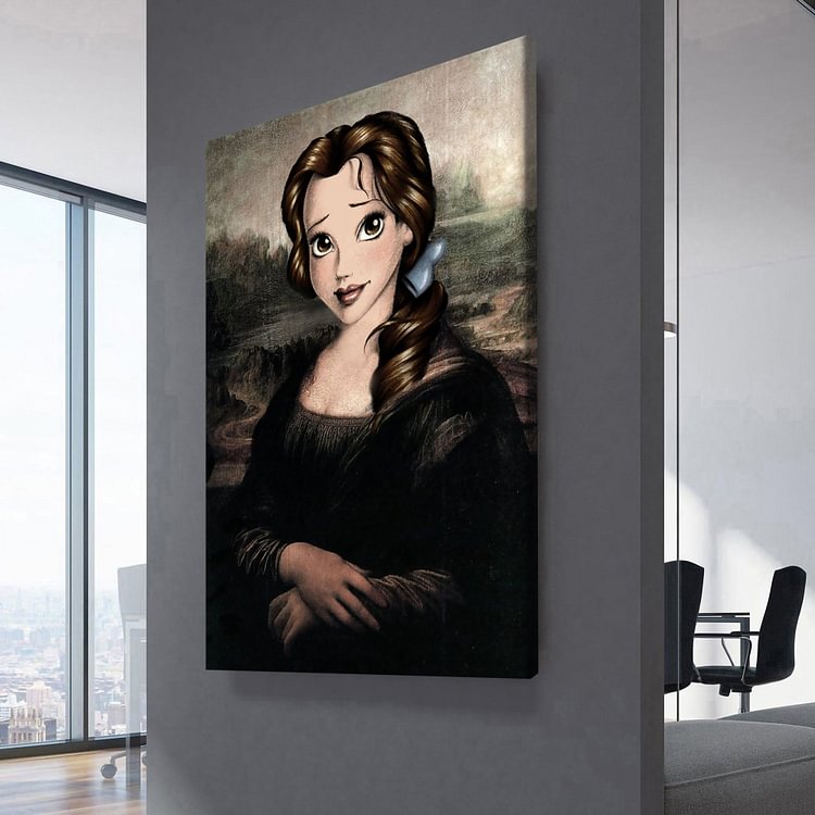 Belle Disney In Da Vinci Style Monalisa Canvas Wall Art MusicWallArt