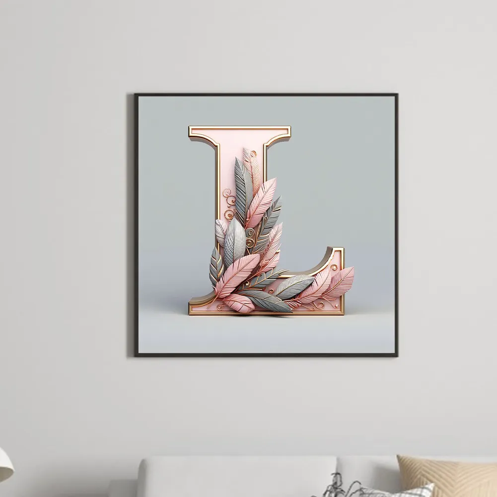 Full Round Diamond Painting 30*30cm - Twenty-Six Letters - L