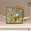 Flower DIY Special Shape Double sided Print Clear Diamond Art Kit Wooden Framed Diamond Painting Kit(22x22cm)