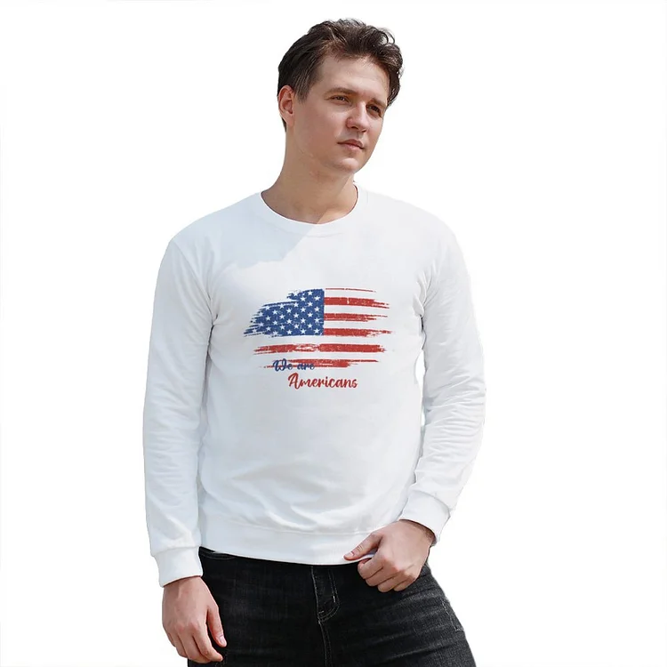 Men's Pullover American Flag T-shirt  customized, personalized, gift