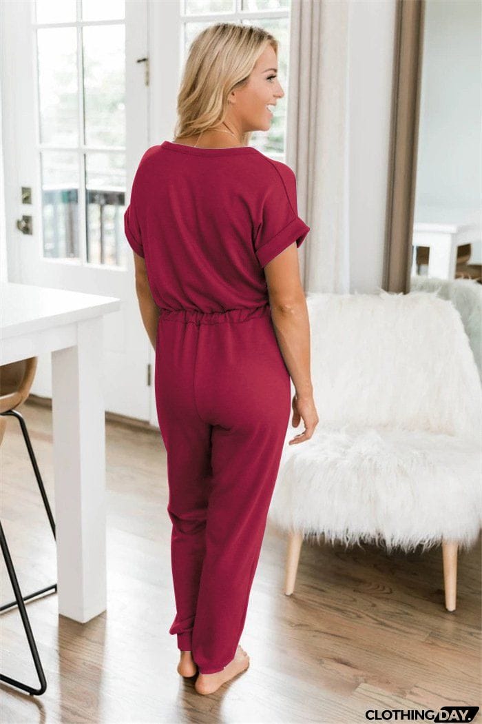 Super Comfy V Neck Casual Jumpsuit