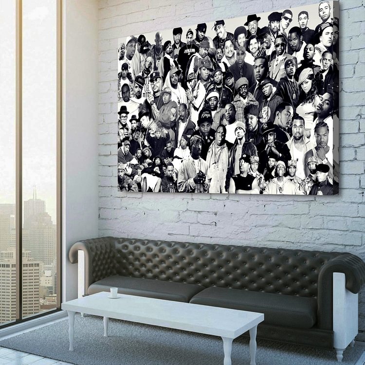 Old School Hip Hop Legends Rap Stars Collage Canvas Wall Art