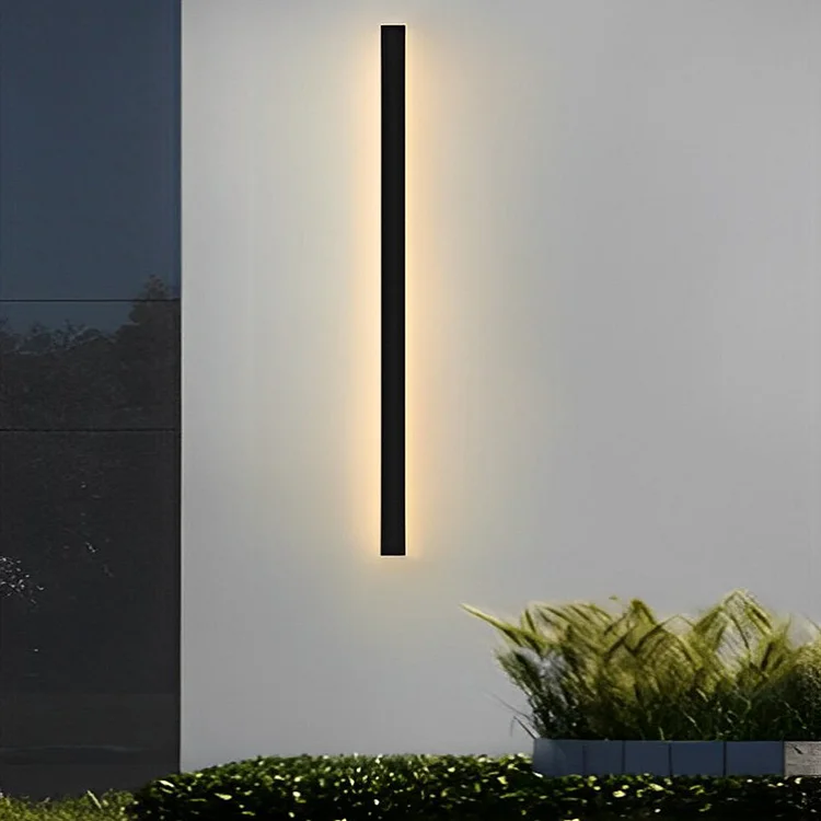 Minimalist Long Strip LED Waterproof Black Modern Solar Wall Sconce Lighting - Appledas