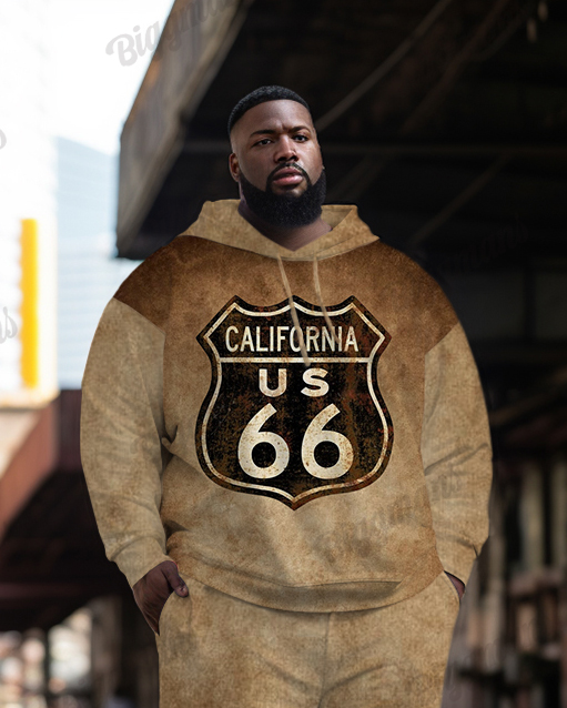 Men's Plus Size Route 66 Signs Hoodie Suit