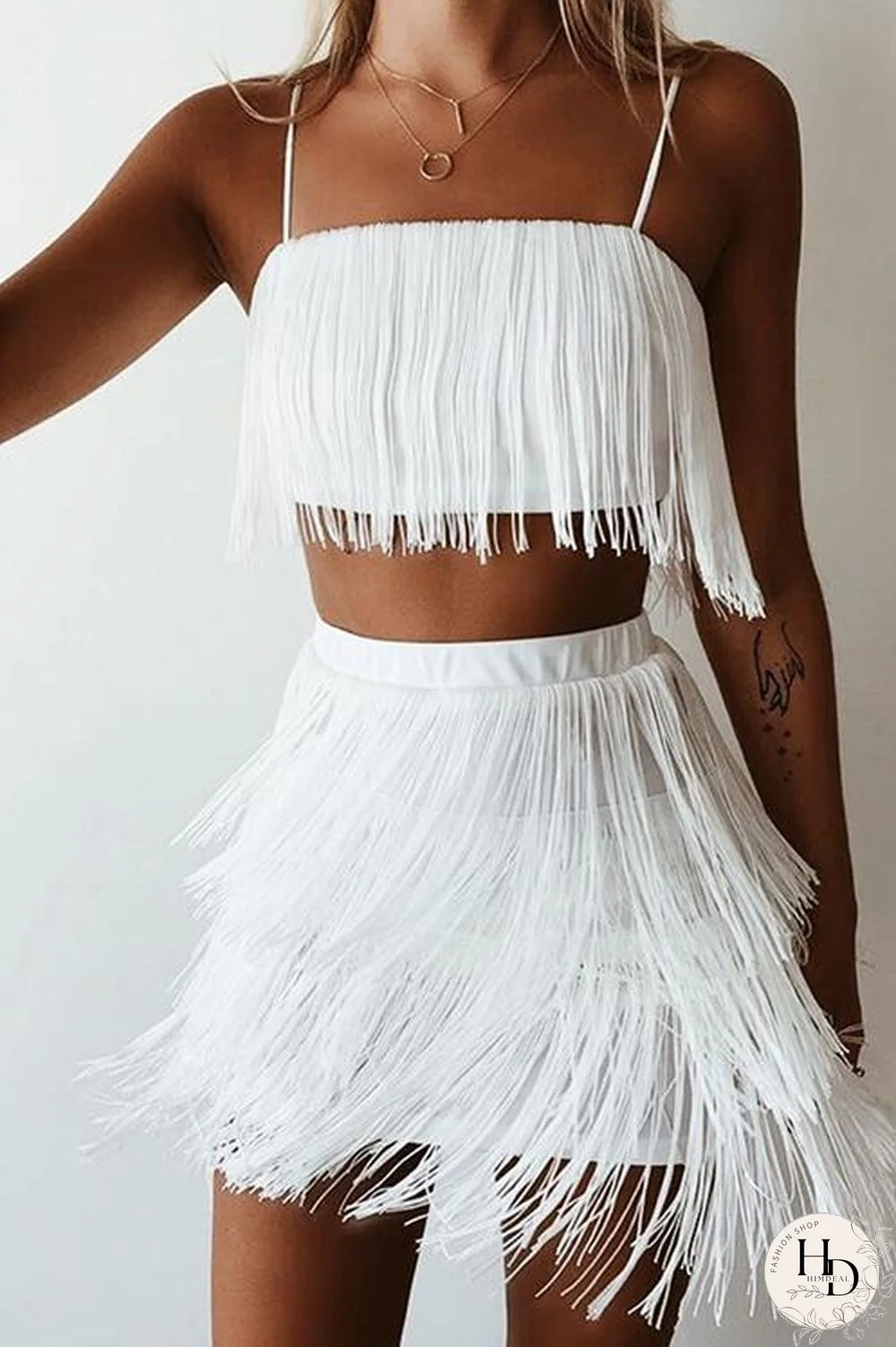 Layer Tassels Skirts Set