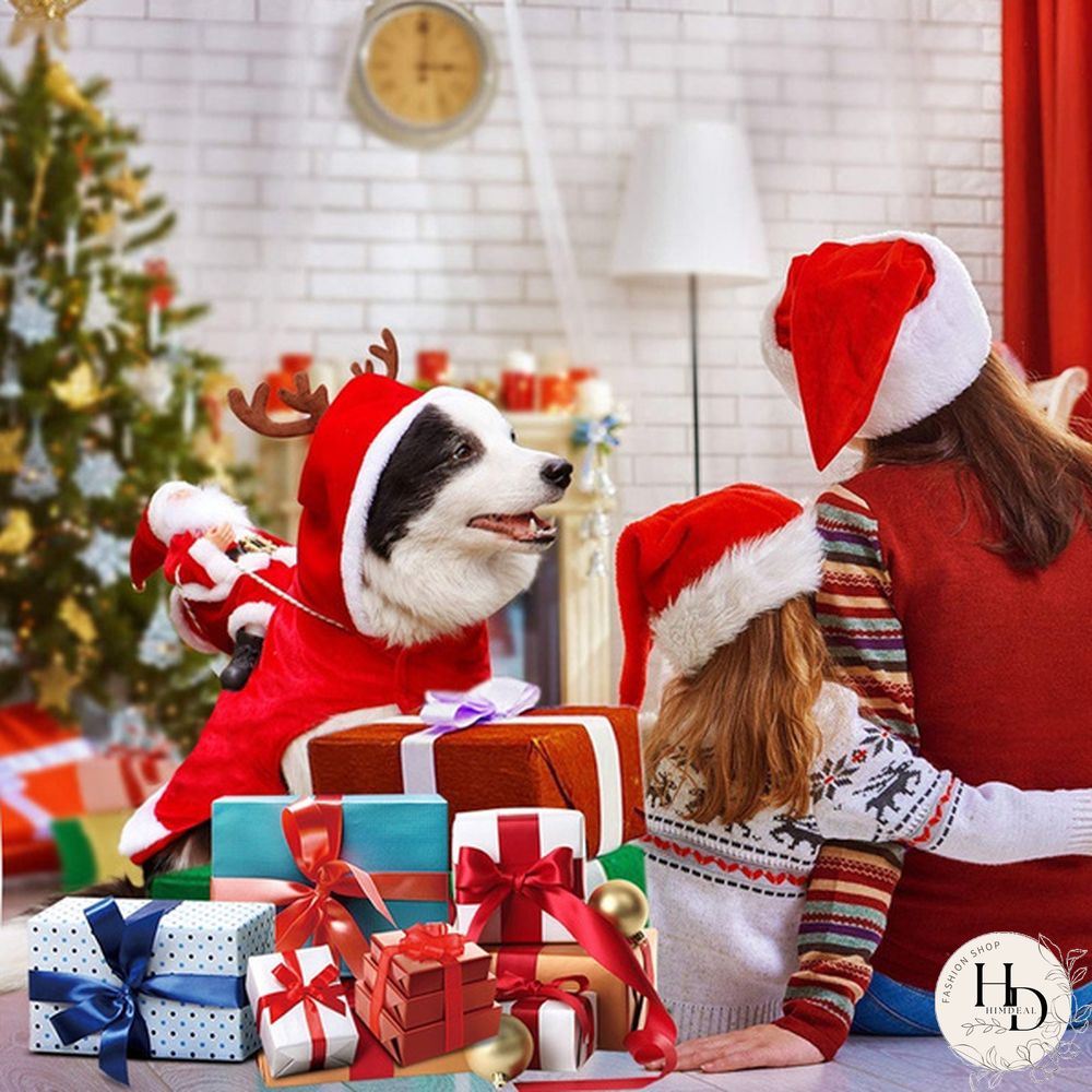 Christmas Pet Dogs Clothes Santa Dog Costumes Funny Pet Outfit Riding Holiday Party Dressing Up Clothing