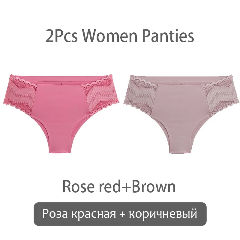 FINETOO Women Patchwork Lace Panties S-XL Seamless Underwear Sexy Low Waist Briefs Comfortable Underpants Ladies Lingerie 2021