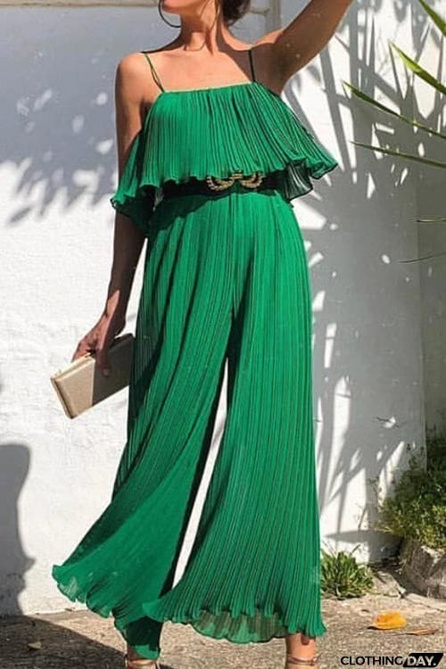 Pleated Slip Jumpsuit