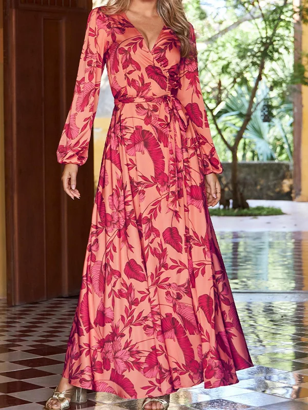  Vacation Casual Floral Ladies Long Dress