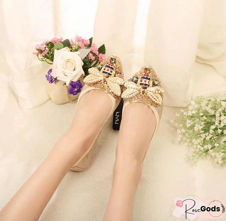 Plus Size Crystal Woman Flat Shoes Elegant Comfortable Rhinestone Soft Flats