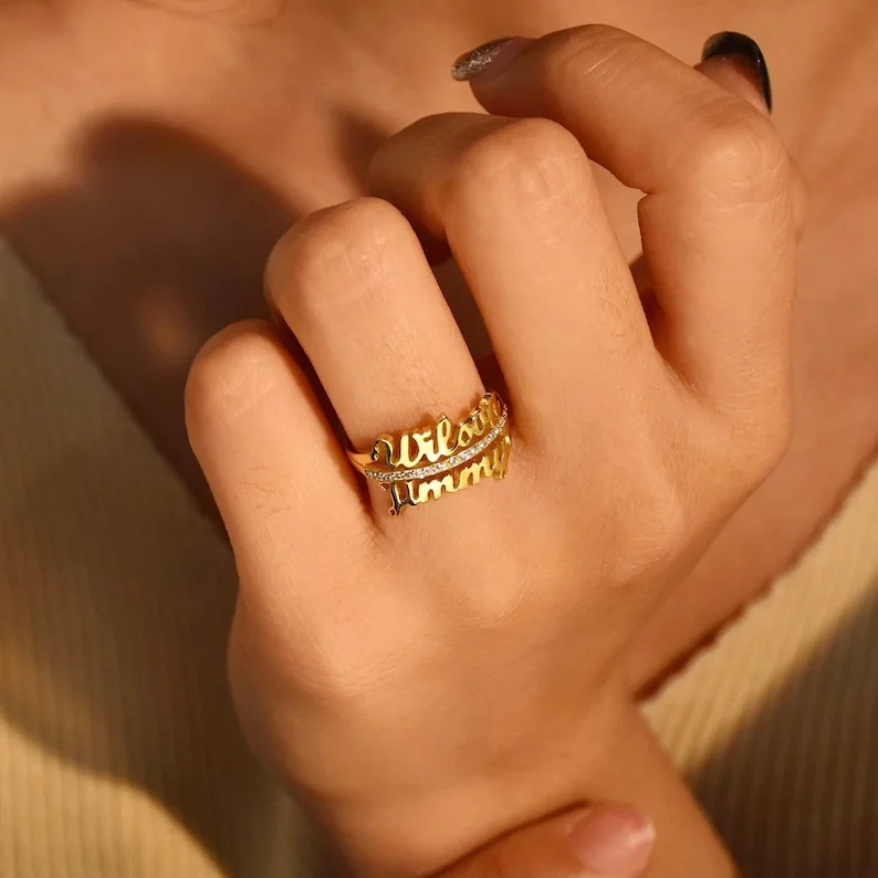 Custom Name Ring,Personalized Gift For Mom,Women Name Jewelry, Stackable Ring