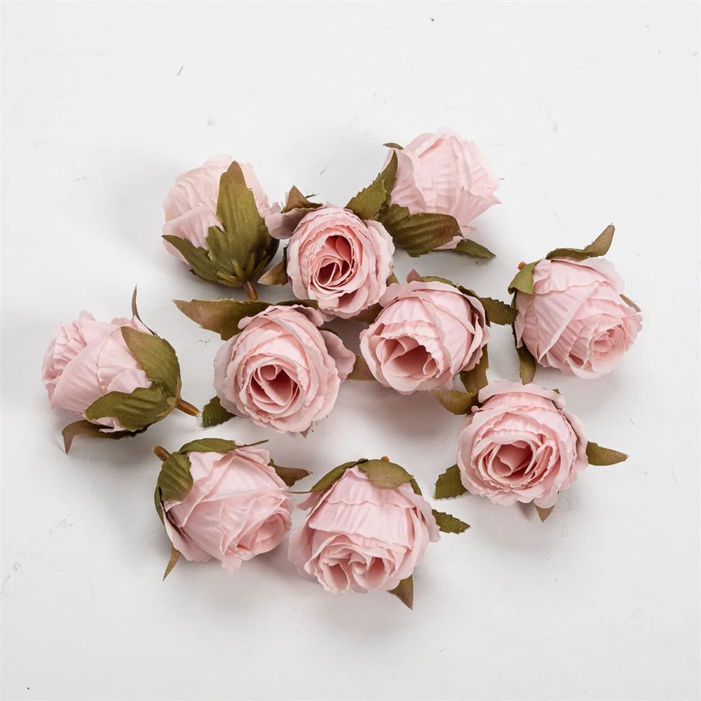 Nanairo 10pcs 3.5cm Retro Artificial Canvas Rose Flower Head Home Wedding Party Decora Christmas Craft Accessories Fake Flowers
