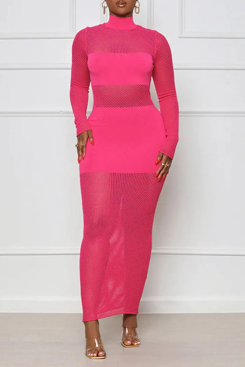 Casual Solid Patchwork Turtleneck One Step Skirt Dresses