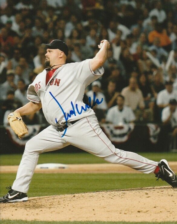 DAVID WELLS SIGNED BOSTON RED SOX PITCHER 8x10 Photo Poster painting! Autograph PROOF