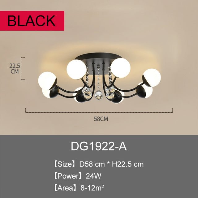 Modern LED Crystal Pendant Lights Art Crystal Ball Black/White Pendant Lighting For Living Room Bedroom Dining Room Plafon