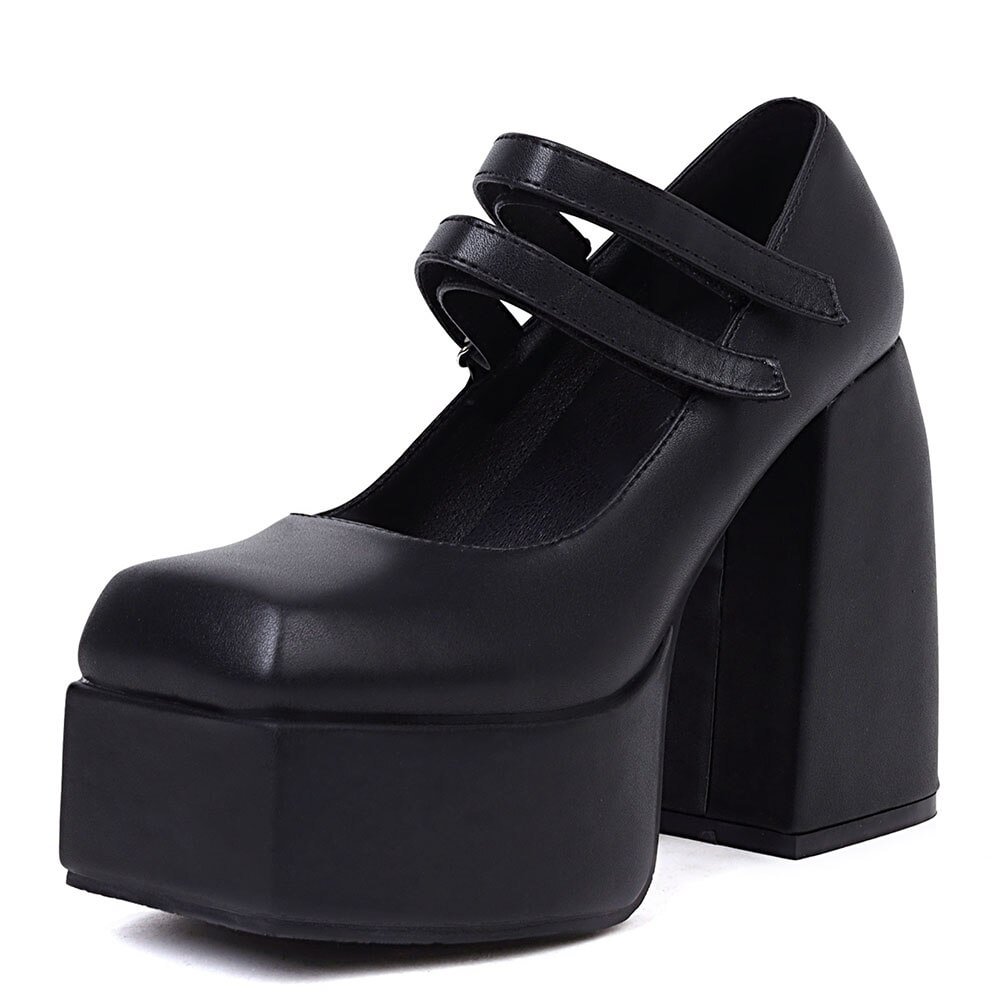 Yyvonne Big Size 43 Elegant Buckle High Heel Shallow Platform Women Mary Jane Pumps Dress Elegant Stylish Party Paring Shoes