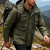 💥 2025 Hot Sale! Men's Outdoor Tactical Jacket with Multiple Pockets, Stand-up Collar and Zippered Hood - Windproof and Cold-resistant for Hiking, Camping, and Fishing