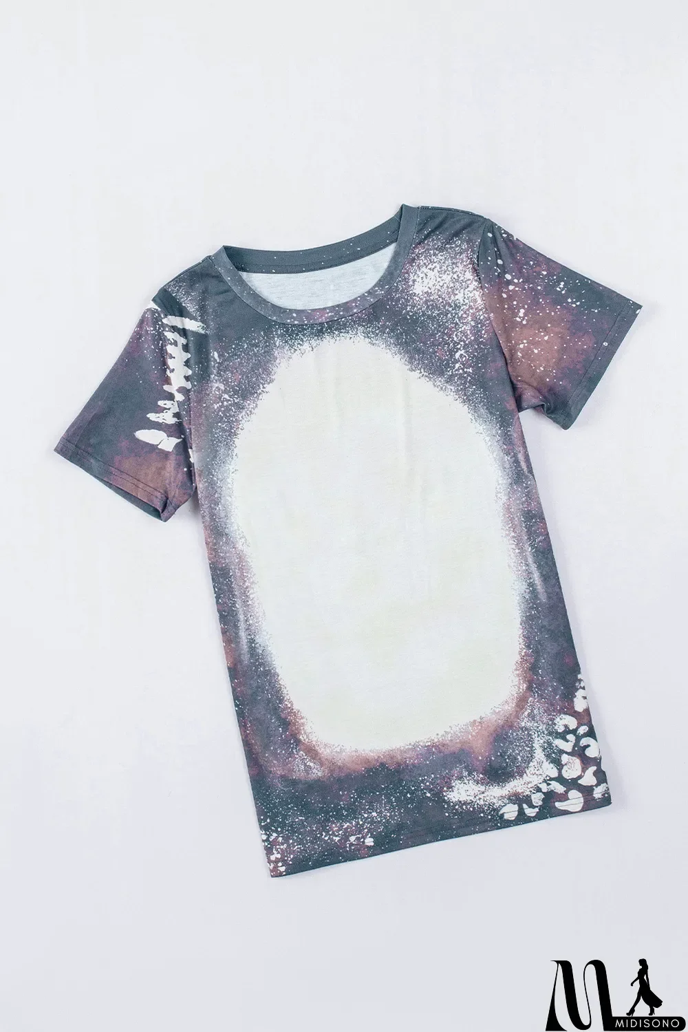 MidiSono - Blank Apparel - Multicolor Crew Neck Bleached Tie-dye Basic Tee